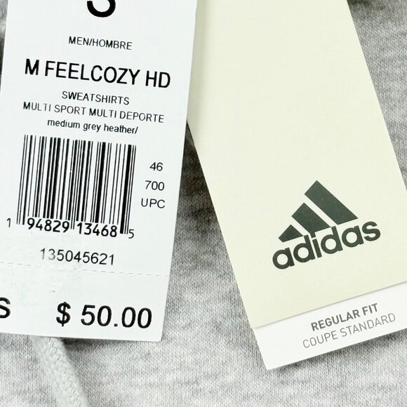 Adidas Men's Multi Sport Grey Feelcozy Hoodie Sweatshirt Size Small Regular NWT - Picture 8 of 12